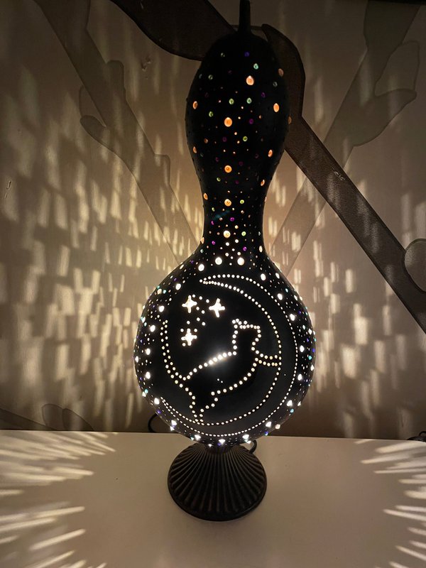 Lampa z tykwy - Kot i księżyc 2