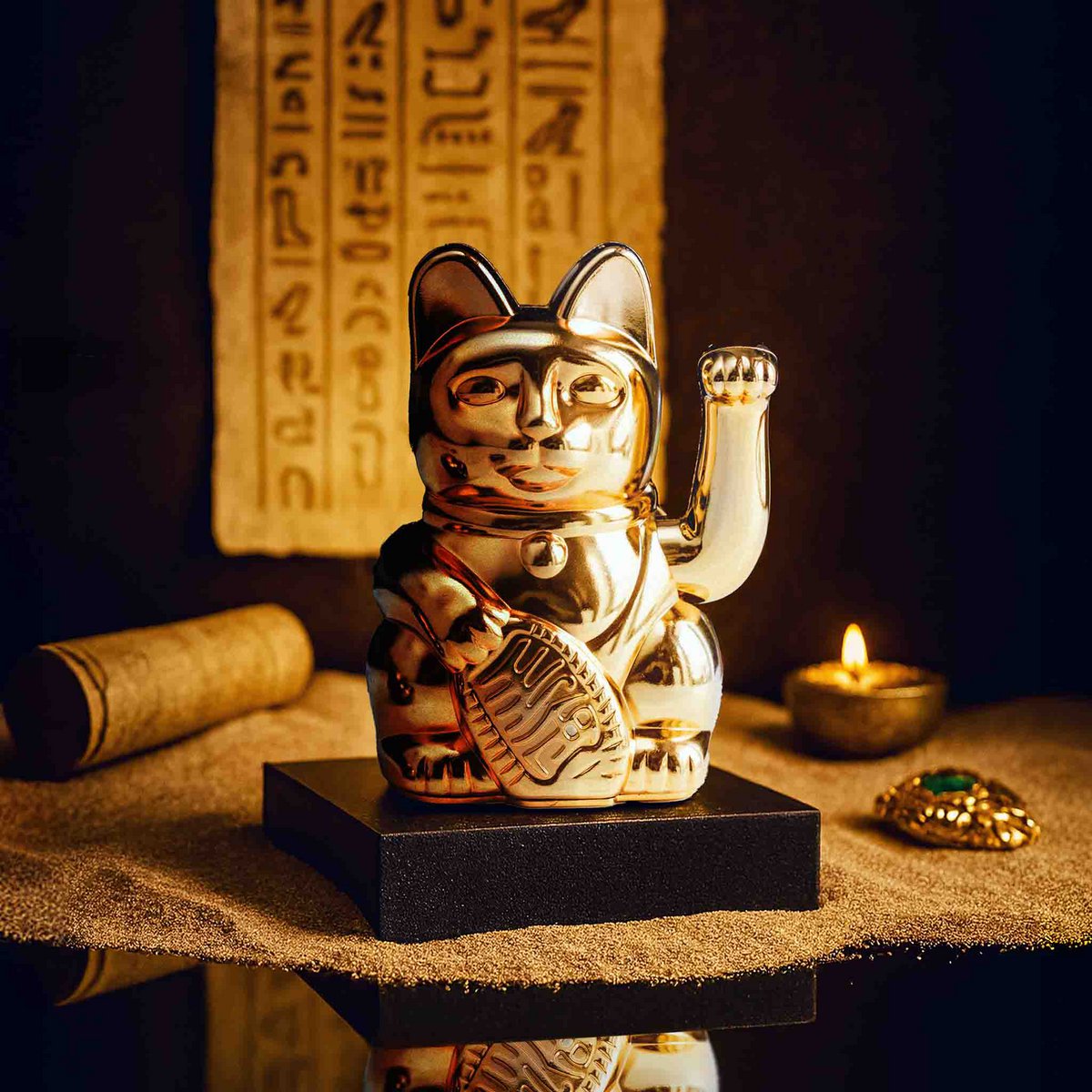 Gato de la suerte Mini | Oro brillante