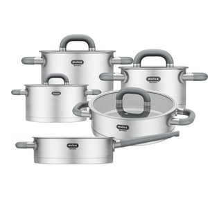 Lugano Edilstahl Topfset 6TLG. + Stielpfanne 24 cm + Servier pad 24 cm