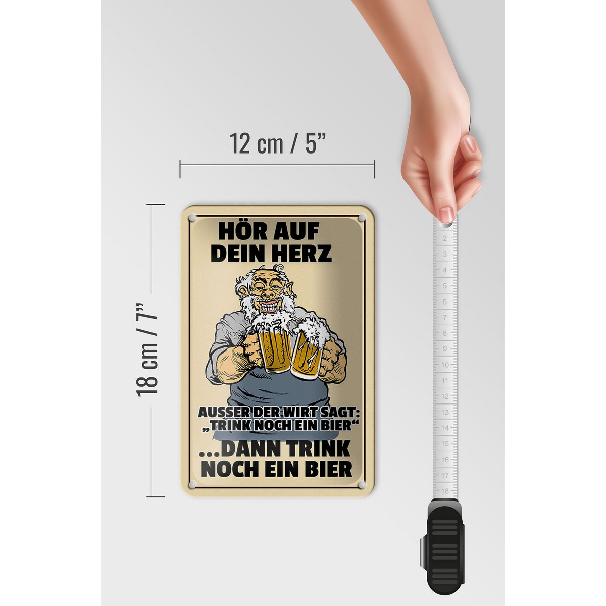 Tin sign alcohol 12x18cm listen to your heart drink beer decoration