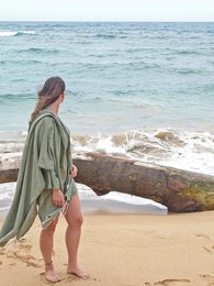 Asciugamano Hammam Fouta Waffle - Verde Oliva - 100x200cm