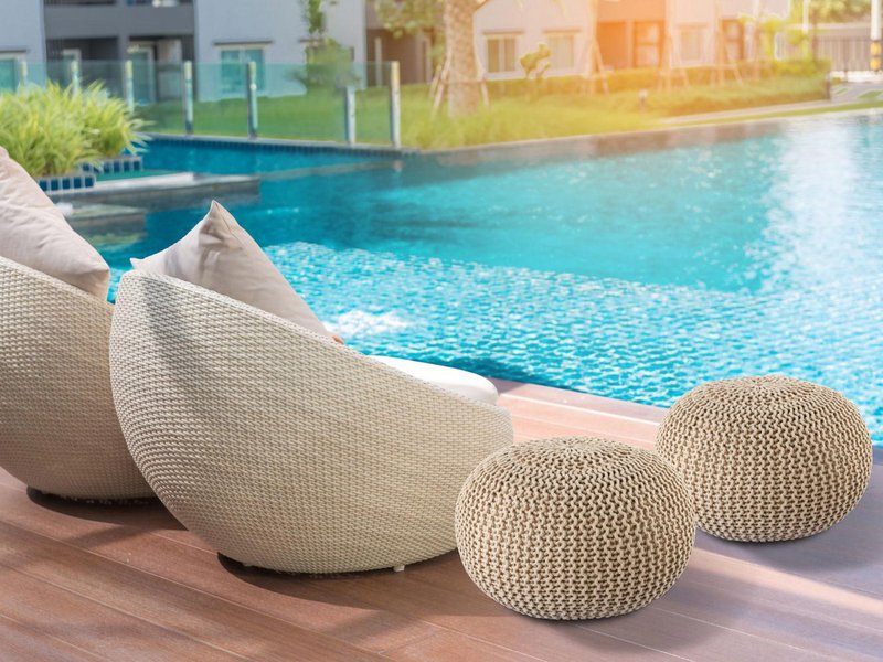 Pouf outdoor ø55cm Sitzpouf Terrasse Pool Garten