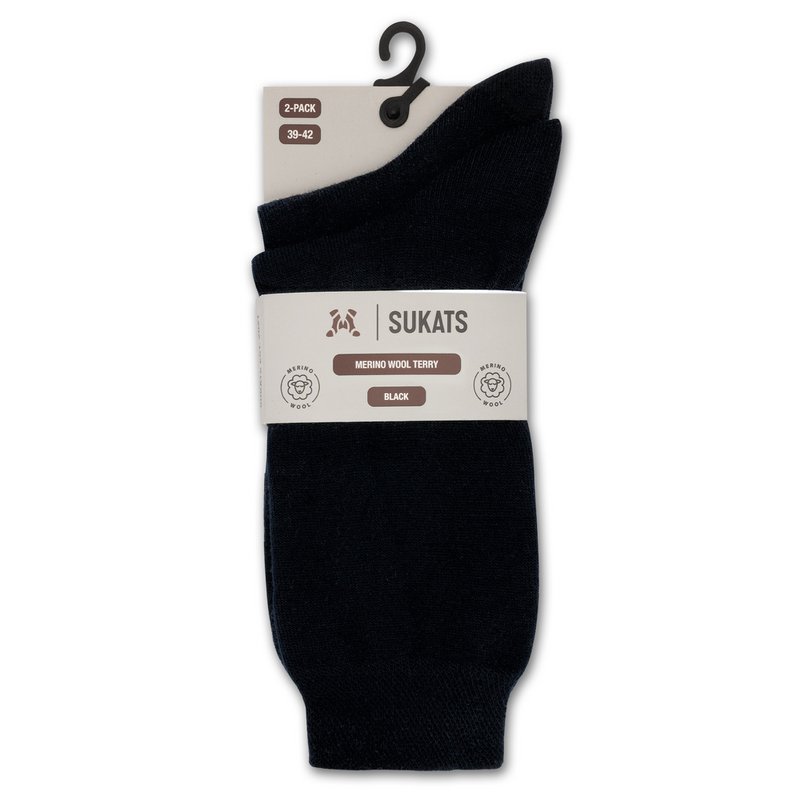 Sukats® 4 of 8 Paar Merino Wol Sokken met badstofzool | Wollen Sokken | Naadloos | Zwart of Navy Blue | Meerdere maten
