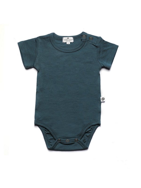 Wollen romper korte mouwen - merinowol - Orion Blue