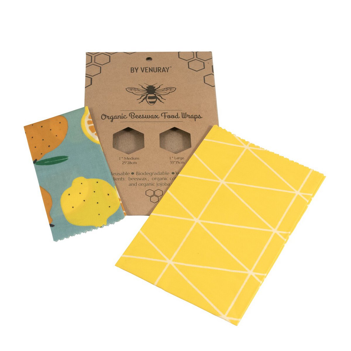 Venuray Organic Beeswax Food Wraps 2-pack