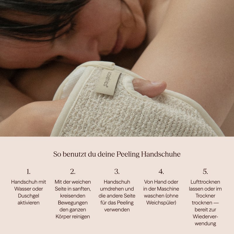 Reusable peeling glove for exfoliating and cleansing the whole body