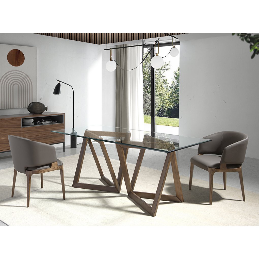 Leatherette dining chair with walnut ash structure
