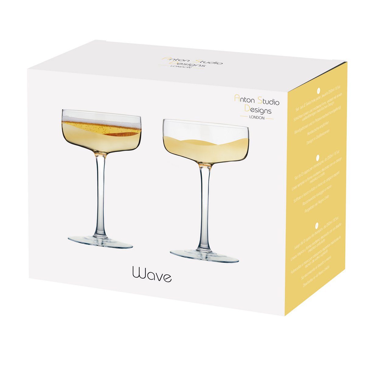Set of 2 Wave Gold Champagne Coupe Glasses