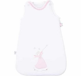 Soft, cozy sleeping bag in a white color with pink angel design. Made of comfortable, breathable material for a good night's sleep.