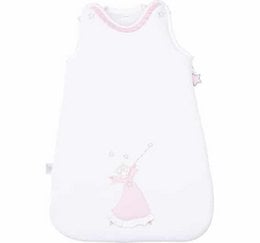 Soft, cozy sleeping bag in a white color with pink angel design. Made of comfortable, breathable material for a good night's sleep.