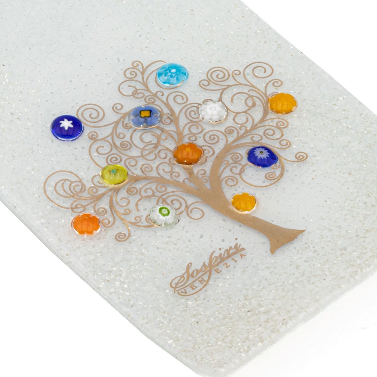 Havered rechthoekige muurwacht, in Murano Glass, Gift Idea, Gunsten, Golden Decoration Tree of Life