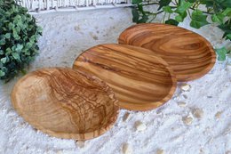 Oval bowls set of 3, each length approx. 15 - 17 cm made of olive wood