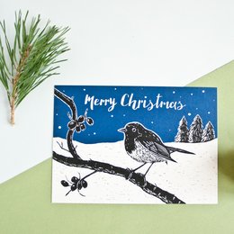 Weihnachtskarte Rotkehlchen