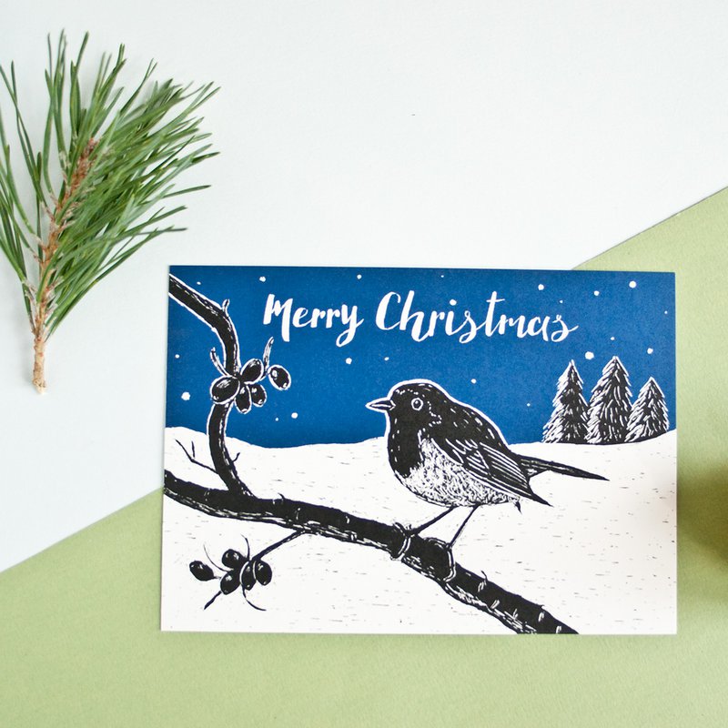 Weihnachtskarte Rotkehlchen