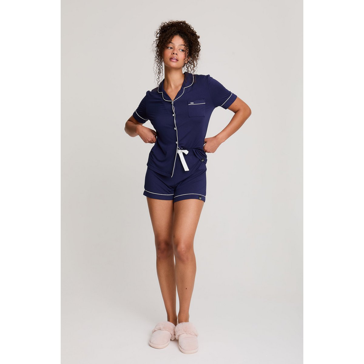 Bamboo Shirt Short Set in Midnight