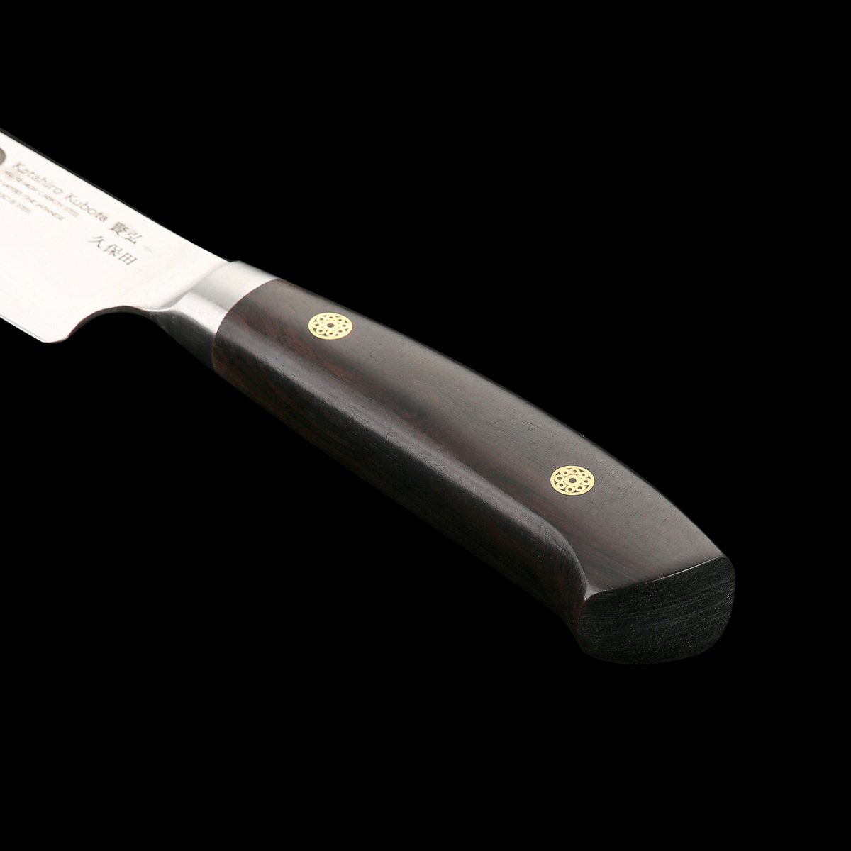 KATAHIRO KUBOTA zeis 3st. Koks-/Santoku-messenset gemaakt van damast en ebbenhouten handvat