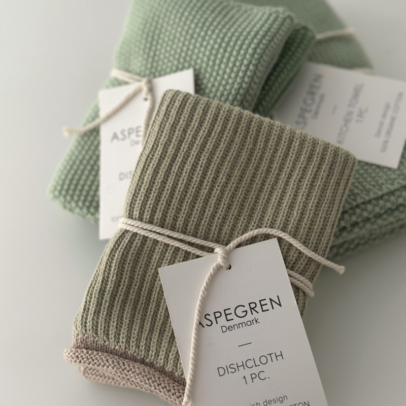 Knitted Kitchen Towel – Solid – Tender Green