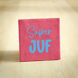 Tegeltje - Super Juf | Donkerroze & Lichtblauw | 10x10cm