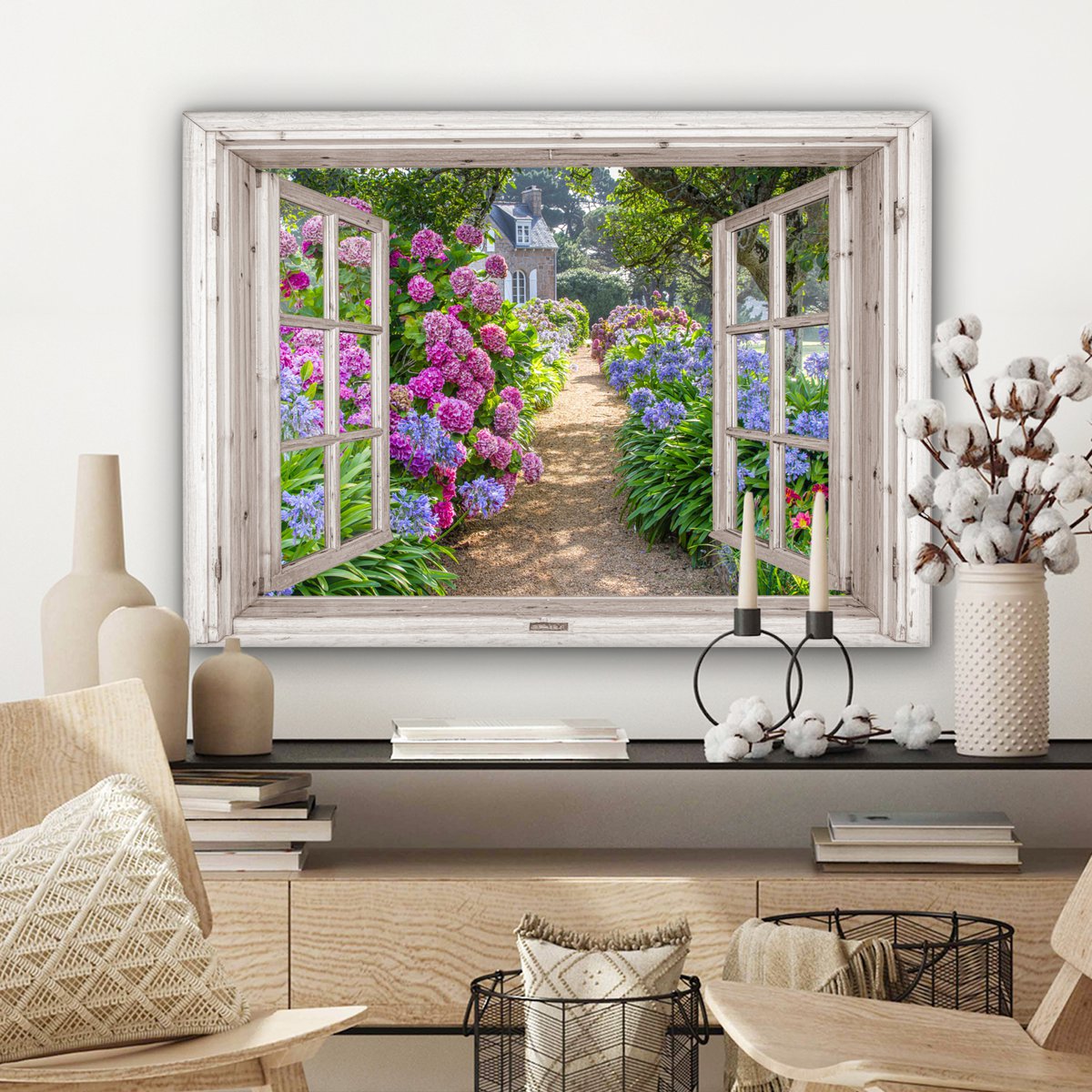 Leinwand Malerei - Wanddekoration - Hortensia - Blick - Blumen - Sommer - Lila - Pad