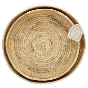 Runde Tabletts aus Wasserhyazinthe (2er-Set)