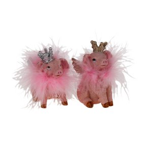 Pigs Pink Queen, 2 assorted, pink, poly, 4.5x7x8 cm