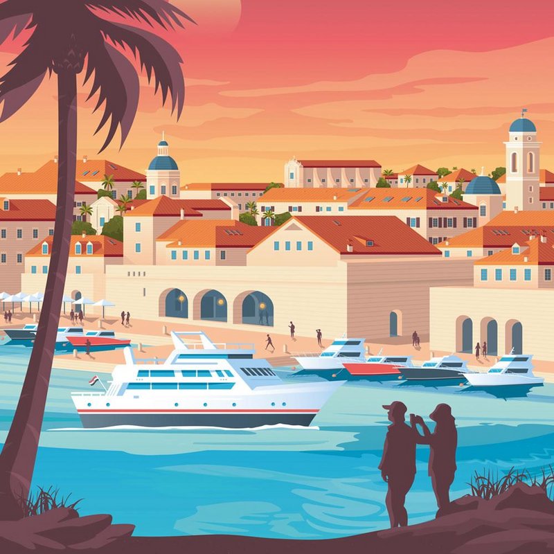 Affiche Dubrovnik Vintage | Poster Ville Dubrovnik Croatie