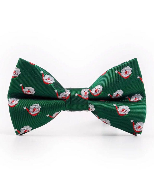 Bowtie - Green with Santa's face