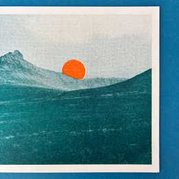 Riso Postkarte Teal Sunset 2nd Edition, Risographie, DIN A6
