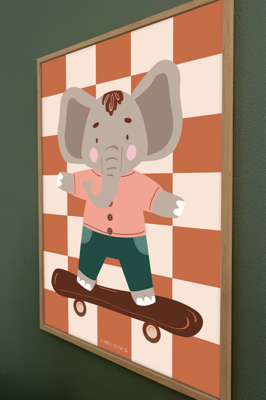 Plakat børneværelse elefant ollie