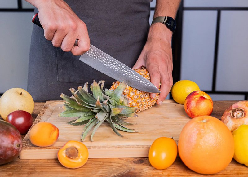 Knife - Gyuto (chef knife) with bamboo Saya and bamboo box - 200 mm blade