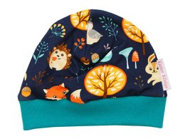 Bonnet bébé animaux de la forêt Forest Friends marine, vert sapin