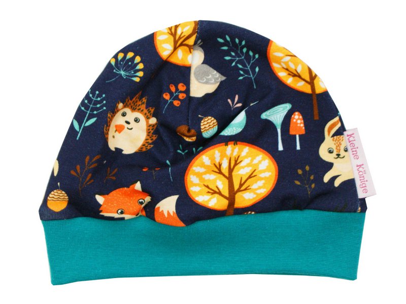 Baby hat forest animals Forest Friends navy, fir green