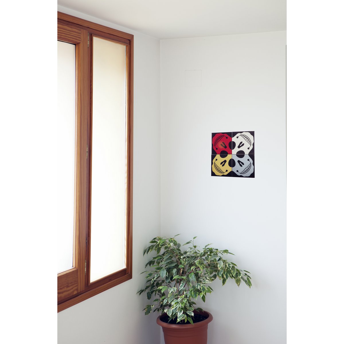 Self-adhesive Mural 4 tiles, Skull Colors