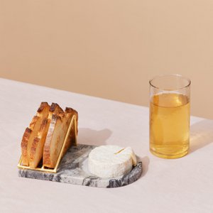 Serving Tray | Grey Marble Breakfast accented Toast | Gold