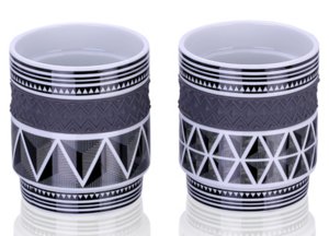 Black Etno, 2ps Stackable Mug 330ml, With Silicone Ring