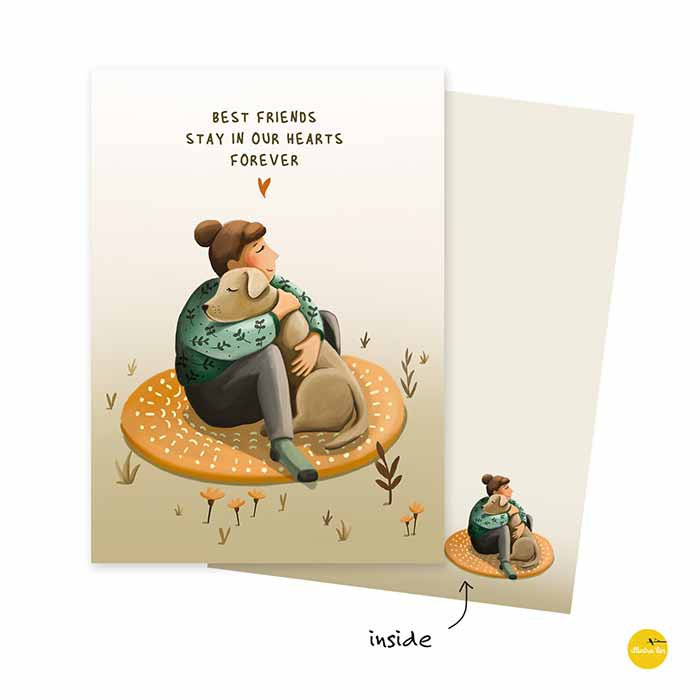 Wenskaart dog friends forever (gevouwen kaart)