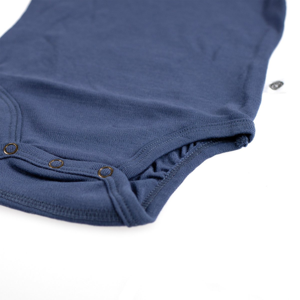 Kurzarm-Body aus Wolle – Merinowolle – Vintage Indigo