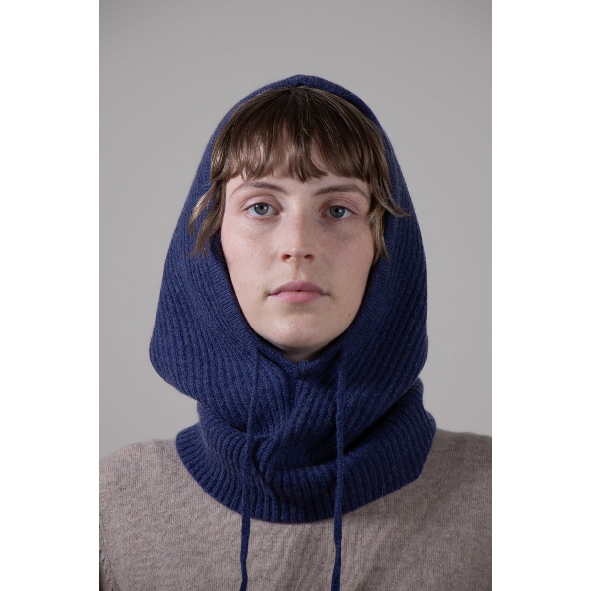 Acanalado: 100% de cachemira balaclava de punto