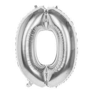 Foil balloon number '0' silver 86cm