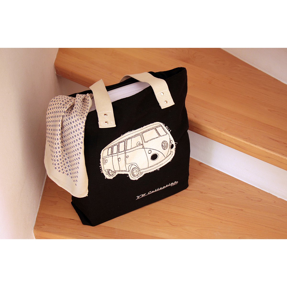 Volkswagen VW T1 Bus Canvas Shopper - Silhouet/Zwart