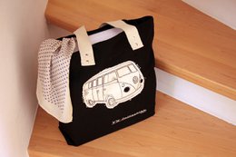 Volkswagen VW T1 Bus Canvas Shopper - Silhouet/Zwart