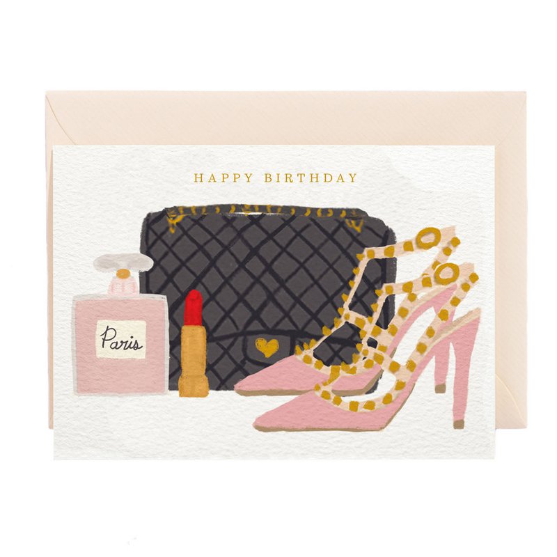Biglietto d'auguri di buon compleanno fashionista