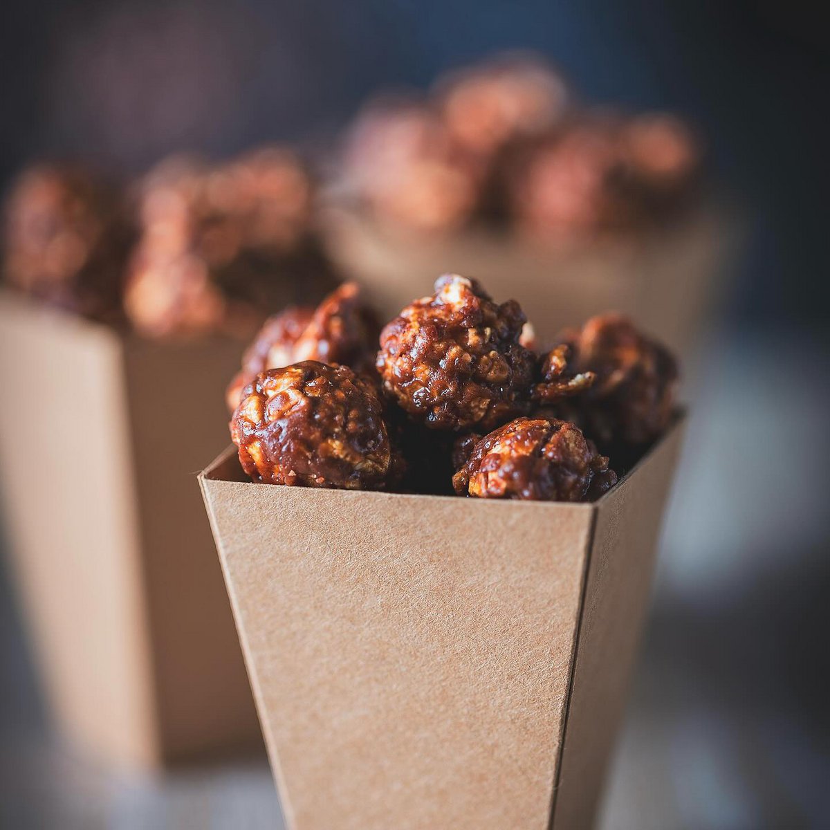 Dark chocolate fleur de sel popcorn (2024 Epicures gold medal)