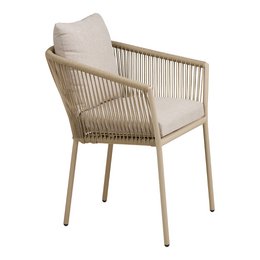 Salerno Dining chair, aluminum/polyester, sand, incl. Cushion - Set of 4