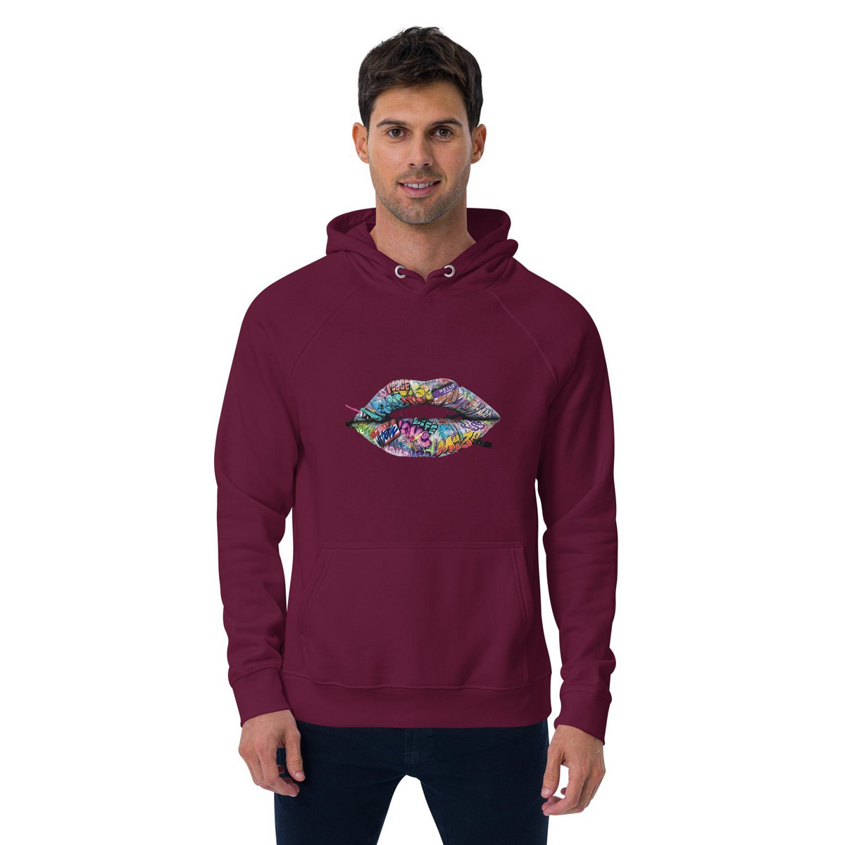 Lipstickjungle unisex økologisk raglan hættetrøje