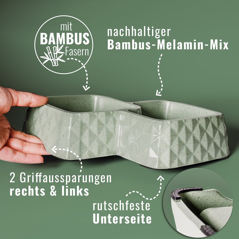 Ne & No® Bamboo Double Bowl para gatos y perros