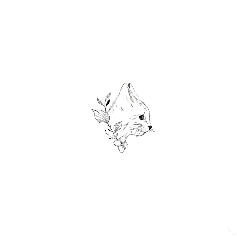 Sioou temporary tattoo - The floral cat x5