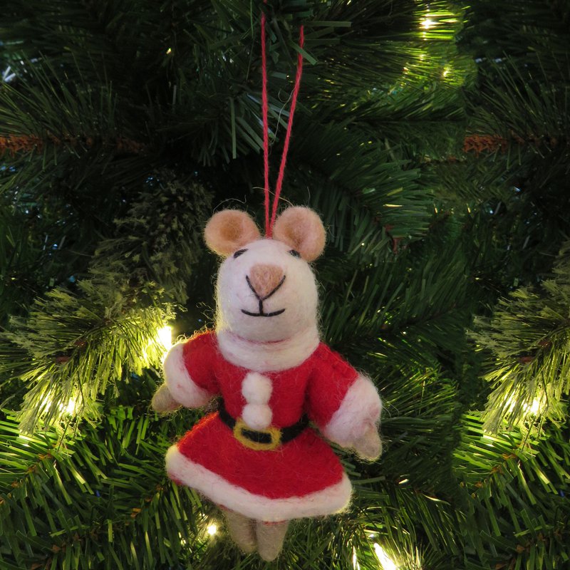 Håndlavet filt, biologisk nedbrydelig juledekoration, Fru Santa Paws