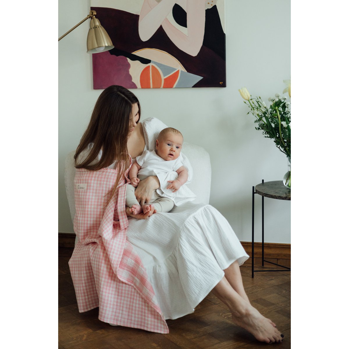 TISU nursing cover, Pink Gingham