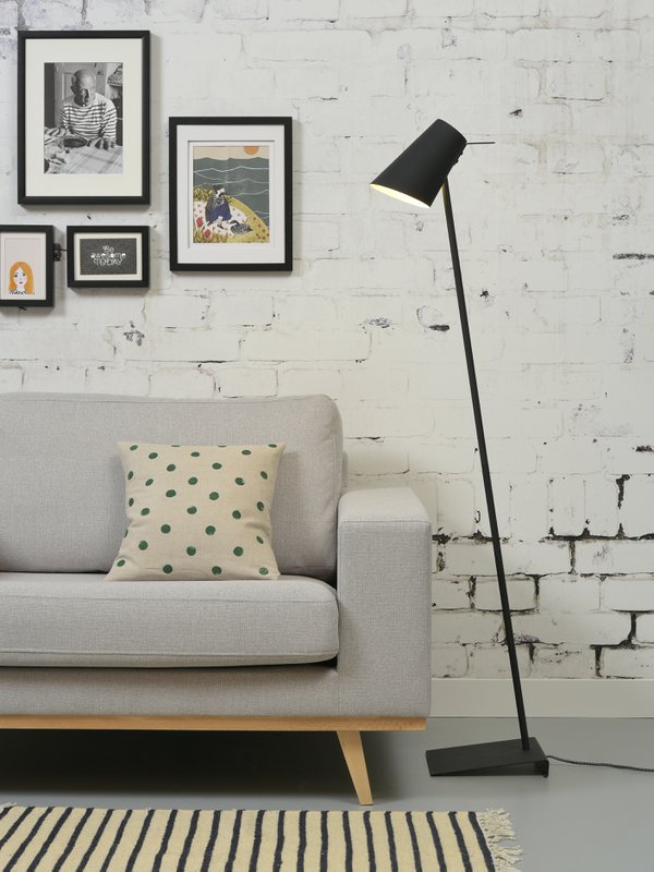 Vloerlamp ijzer/rubber finish Cardiff, zwart
